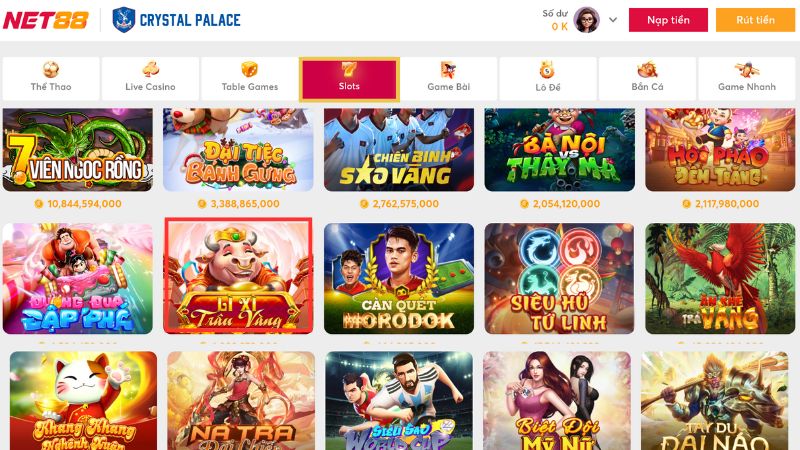 Lựa chọn sảnh chơi nổ hũ trâu vàng