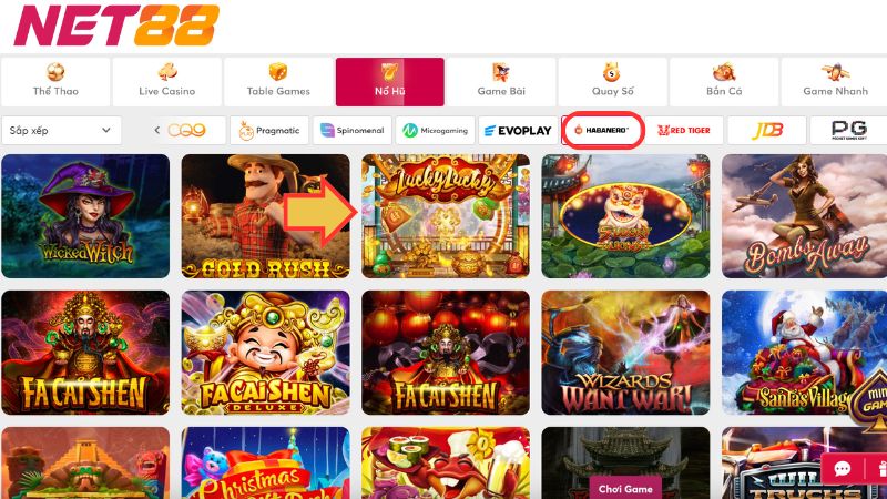 Truy cập vào Habanero để tìm phòng chơi